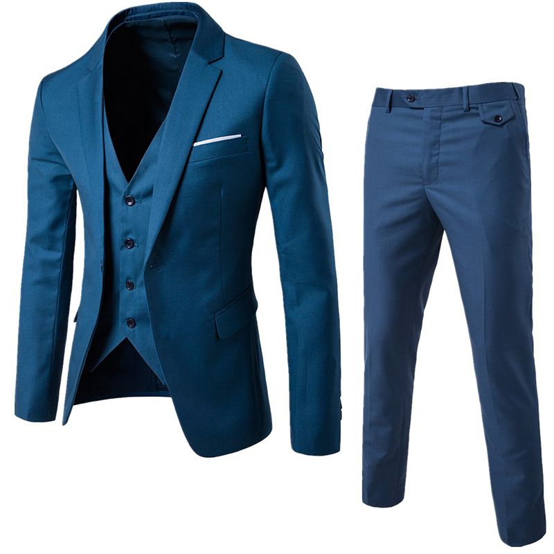 (navy Blue)2022 Men Suits 3 Pieces Coat Vest Pants Single Breasted Formal Wedding Men'S Suits For Men Trajes De Hombre Terno Hyfm001 RA