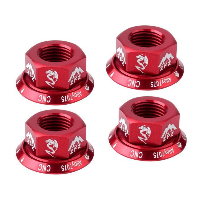 4Pcs Bicycle Hubs Nut M10 Folding Fixed Gear Bike Wheel Hubs Axle Red