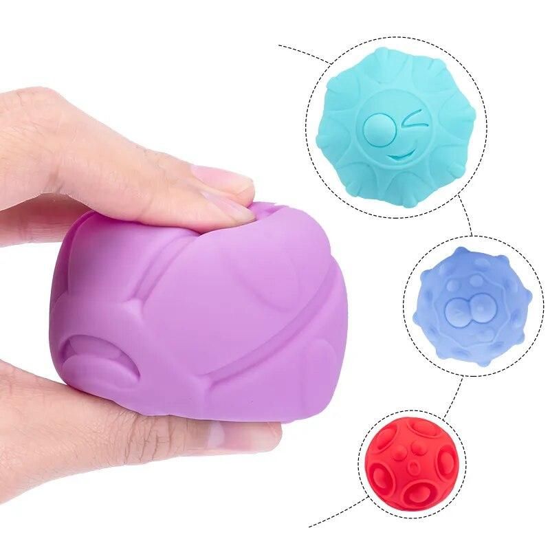 6pcs Baby Teether Rattle Toy Soft Ball Sound Mobile Cot Child 0-12 Bath Spray Water Kid Education Bed Bell Newborn Weep Stroller