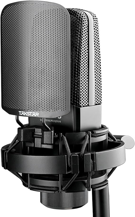 Recording Microphone With 34mm Large Gold Plated Diaphragm, TAK45 XLR Condenser Microphone, Shock Mount, And Windscreen For Studio Broadcasting Stage Performance Instrument Recording