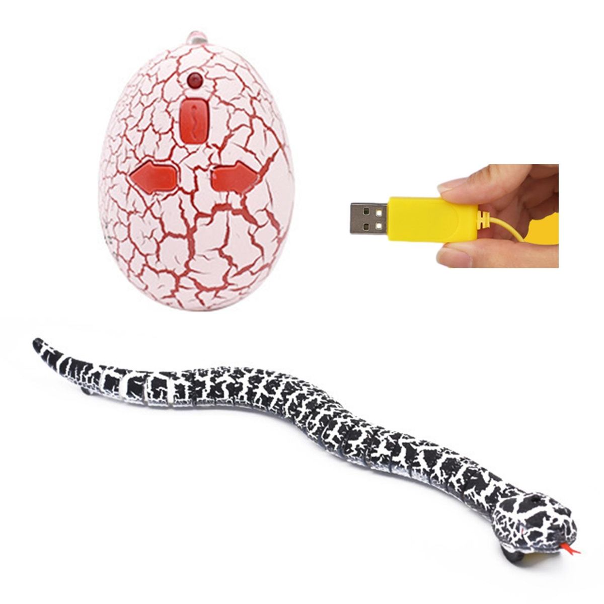 Remote Control Snake Toy Realistic Infrared Remote for Halloween Black