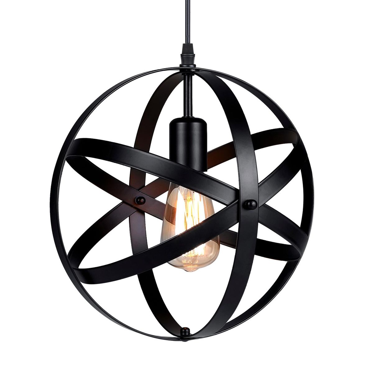 Tomshine Industrial Pendant Light Chandelier E26 Base Vintage Spherical Hanging Lights Lantern Globe Ceiling Light for Living Room Kitchen Restaurant (without bulb)