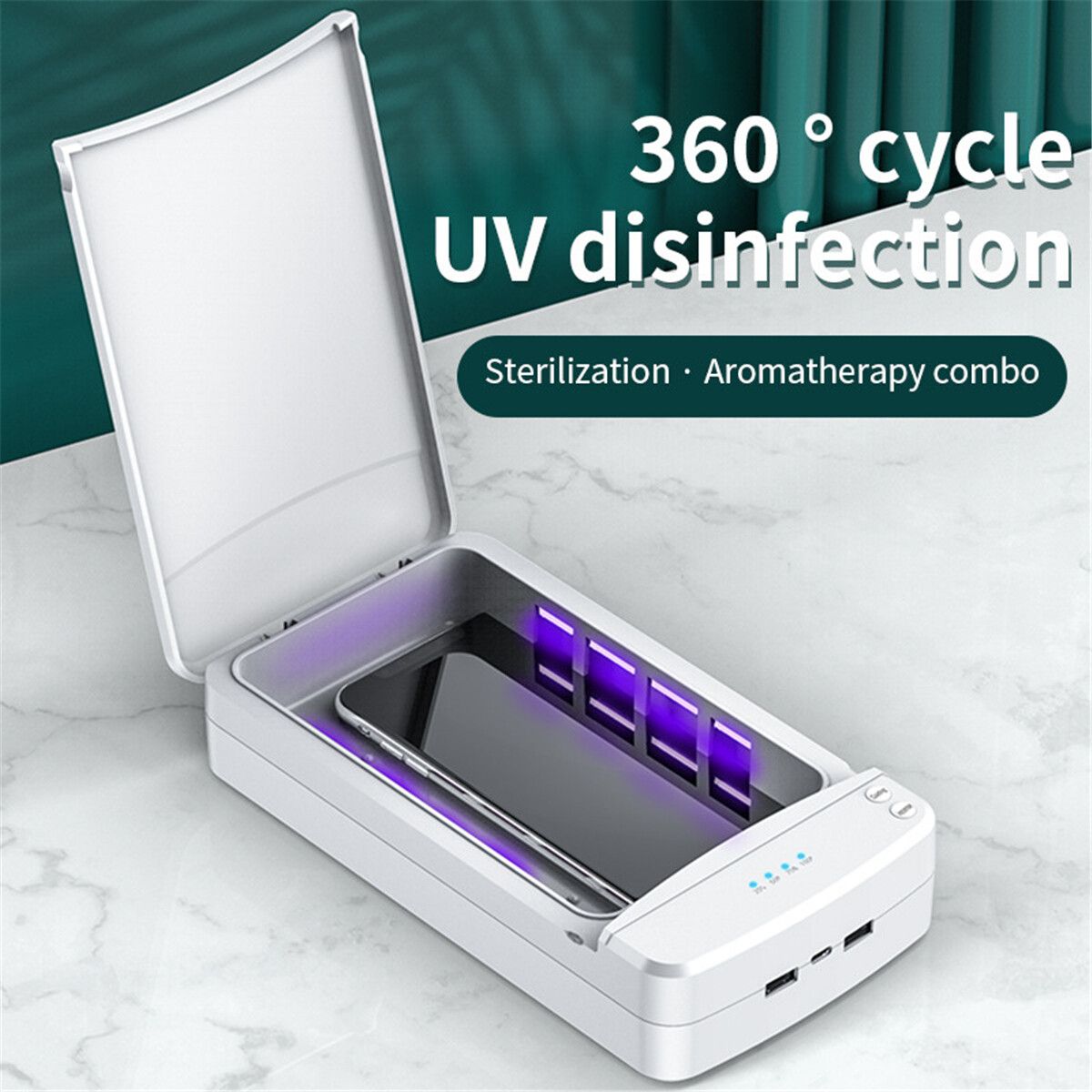 99.9% Sterilization UV Light Disinfection Box Kill Bacteria Disinfection Sterilisator For Masks/Phone/Small Accessories/Watch White