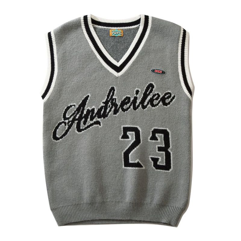 V Neck Sweater Vest For Men Casual College Knitted Women Sweaters-BX002Grey