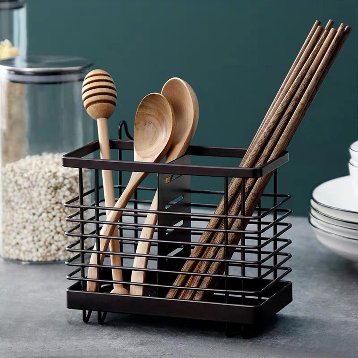 Multifunctional Kitchen Utensil Caddy Drying Rack For Cabinet
