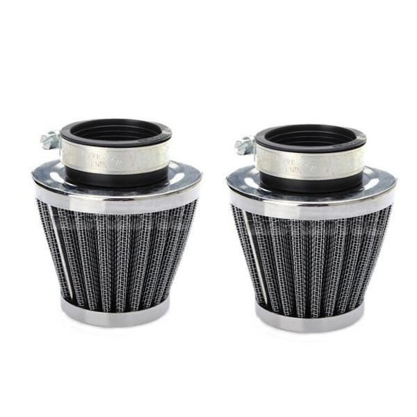 2 PCS 48mm Air Filters Pod Motorcycle Cleaner For Honda Kawasaki Yamaha Suzuki