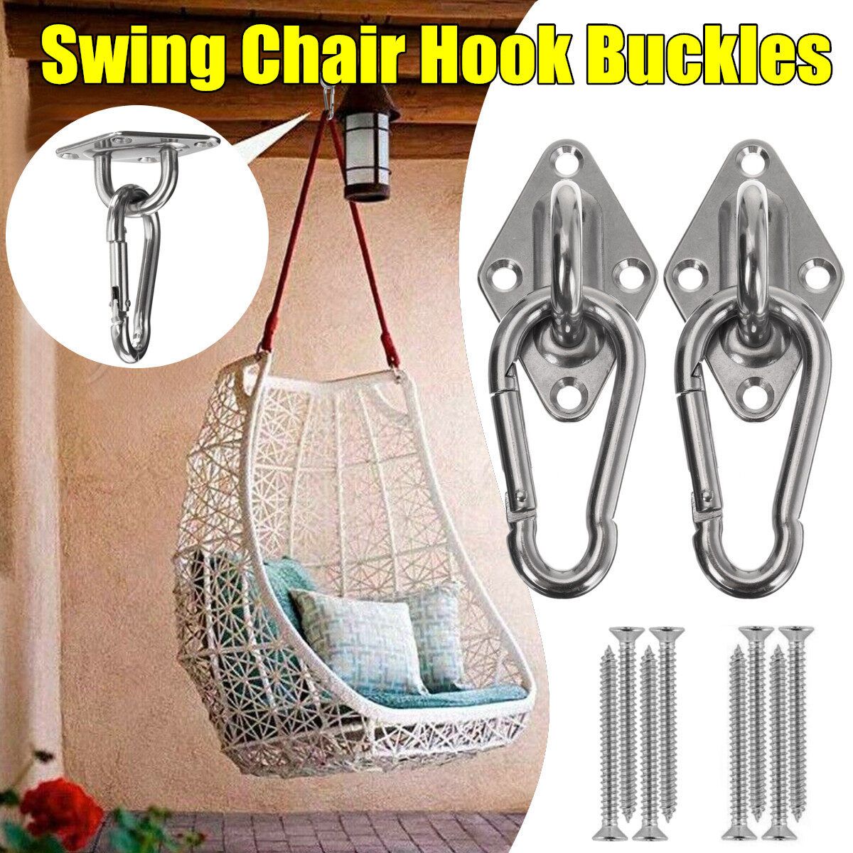 Stainless Steel Hammock Swing Hook Fixed Plate Hanging Chair Sandbag Buckles Tool Kit
