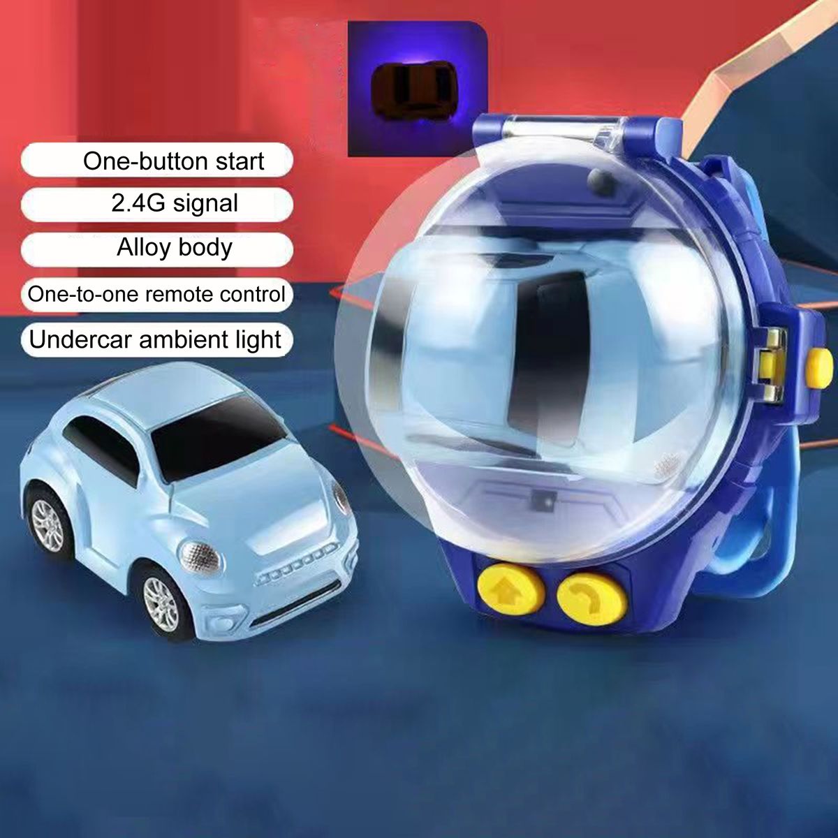 1 Set Mini Car Toy Cartoon Watch Remote Control Racing Car Toy C