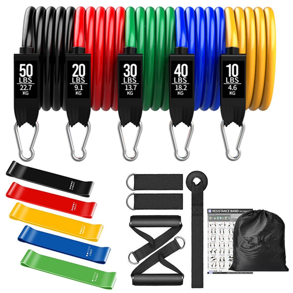 Resistance Bands Set Exercise Bands With Door Anchor Legs Ankle Ss For Resistance-SET B-150LB-16PCS