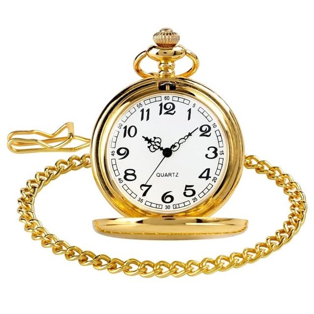 Logo Custom Silver Smooth Quartz Pocket Watch Fob