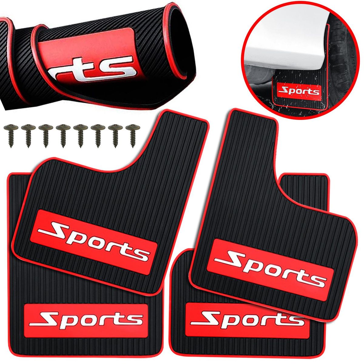 NEW Rubber Sport 4mm Front Rear Set Universal Rally Mud Flaps Splash Guards Mudguards Mudflaps Screws Car Auto SUV Accessories
