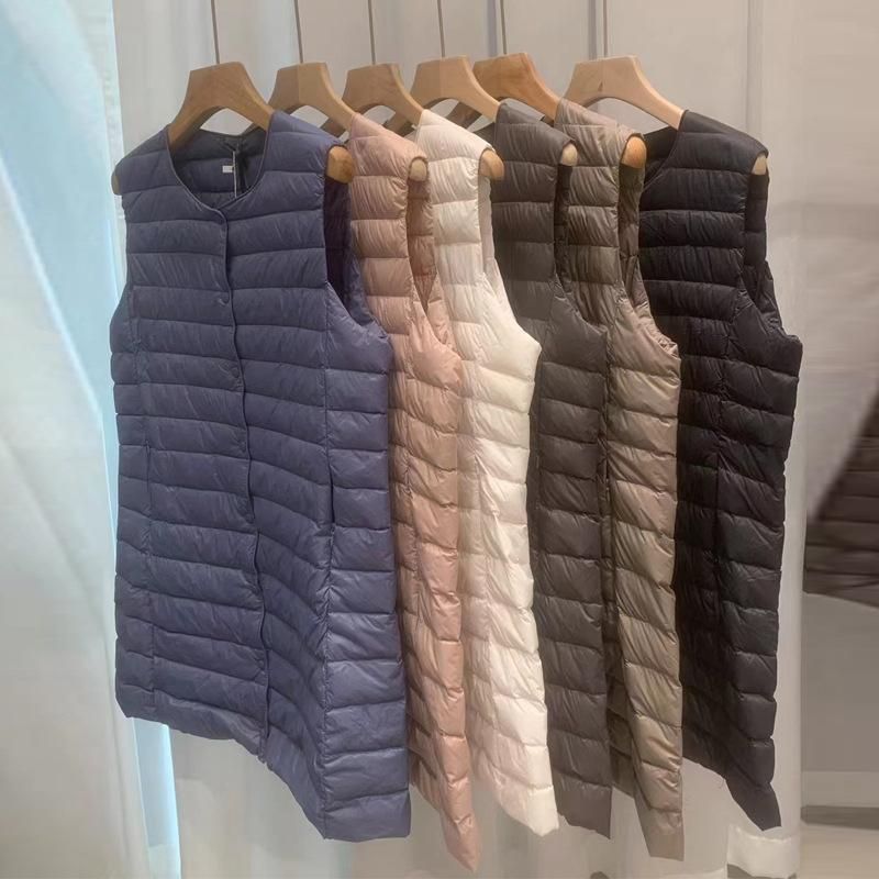Lightweight Sleeveless Down Coat Vest Women's Mid length Winter New Korean Fashion Women's Autumn