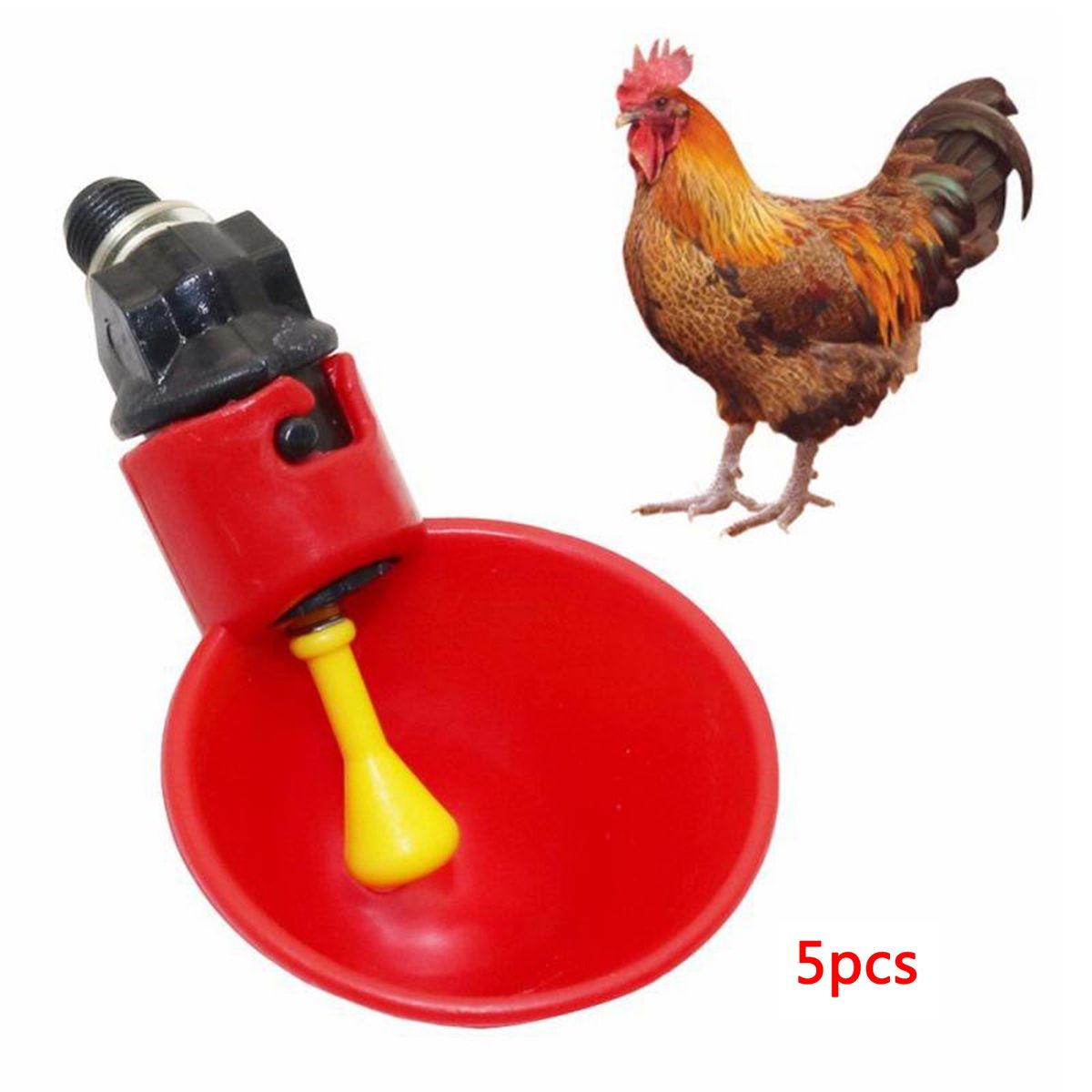 5x Chickens Water Drinker Cups Poultry Coop Drinking Plastic Bowl