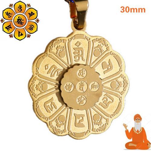 Brilliant Mantra 6 Words 30mm Charm Lucky Necklace Pendant