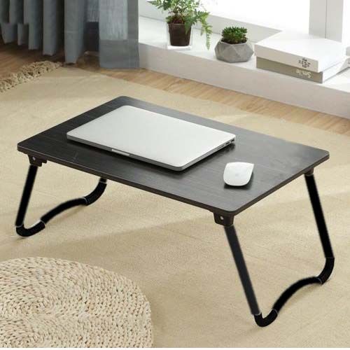 Foldable Bed Laptop Table  Black Brown Lapdesk