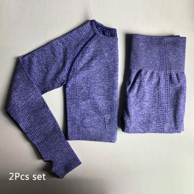 4 Colors Seamless Yoga Set Sports Shirts Crop Yoga Set 2_S