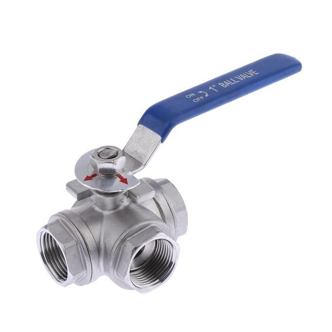 3-Way T Port Ball Valve Stainless Steel 304 Heavy Duty For Water, Oil