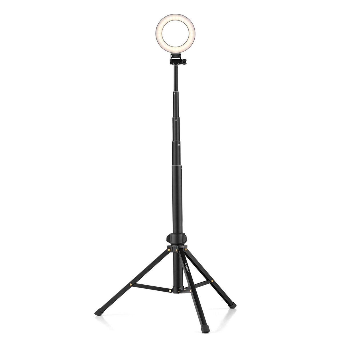Andoer 1.5m/59in 2-in-1 Tripod Stand + Extendable Selfie Stick Aluminum Alloy with Phone Holder Remote Shutter Compatible with iPhone Android Phones for Selfie Group Photo Live Streaming