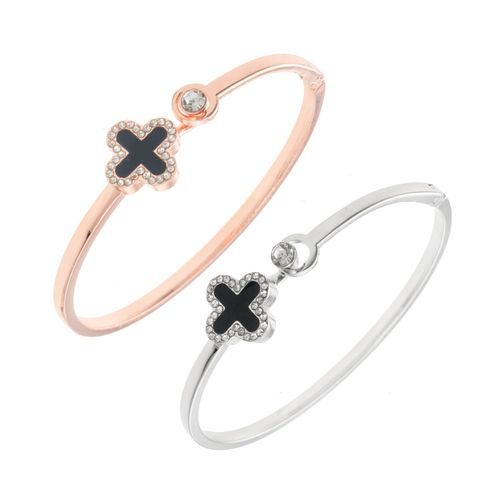 2-in-1 Lucky Four-leaf Clover Bracelet - Rose Gold/Silver