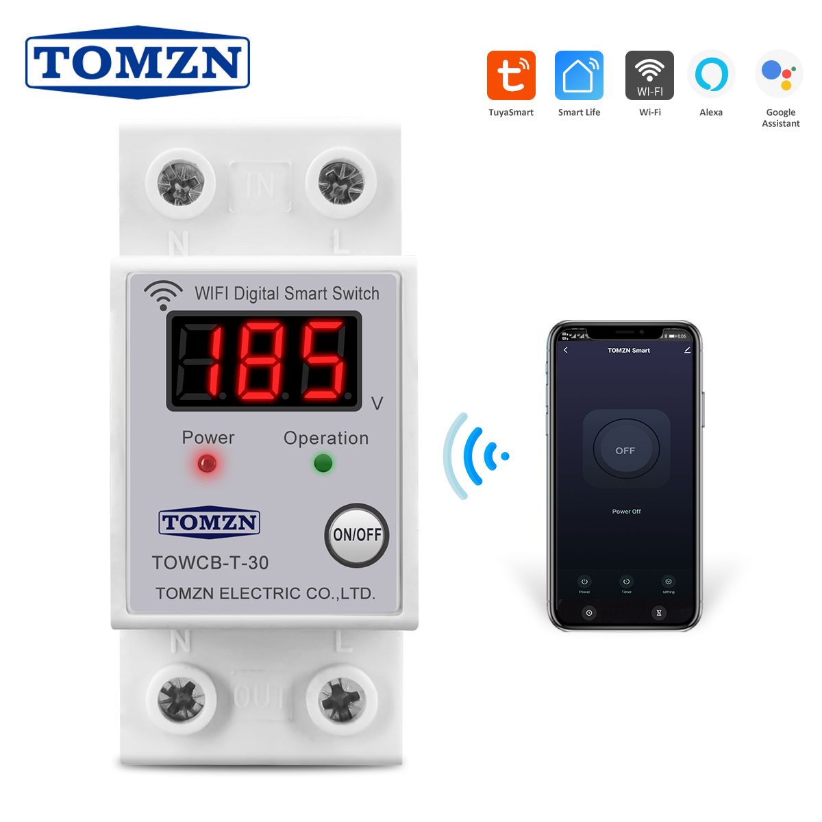 Life TUYA Smart Breaker Rail Circuit Din With Voltage WIFI