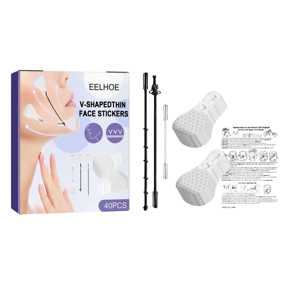 Face Lift Tape V-lift Tape Set Elastic Face Stickers for Wrinkle-free