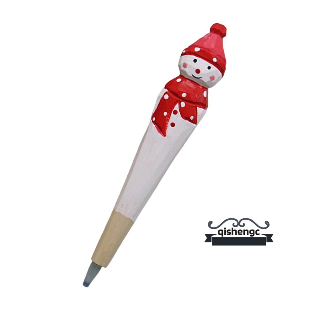 Wood Carved Cartoon Animal Ballpoint Pen Cute Christmas