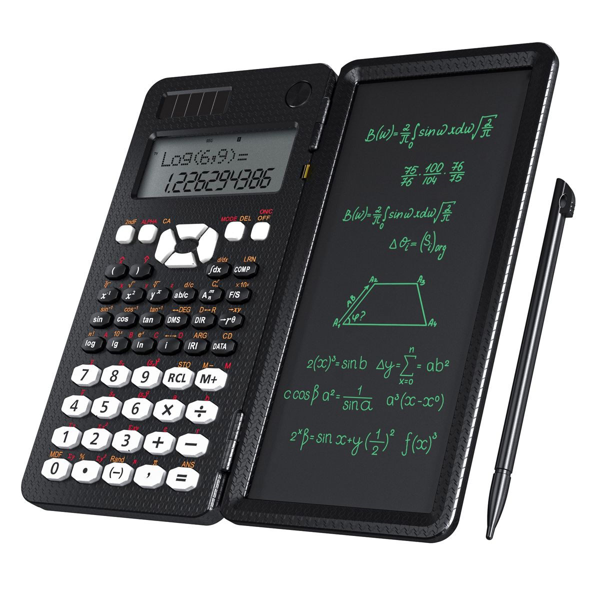 Scientific Calculator With Writing Tablet 991MS 349 Functions Engineering Financial Calculator For School Students Office Solar Black