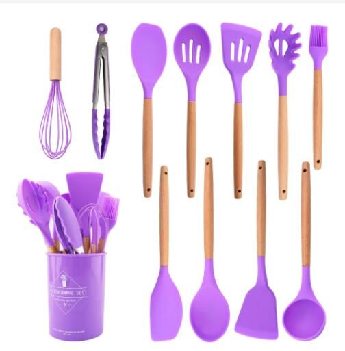 12Pcs/Set Silicone Cooking Utensils Spoons Non-stick