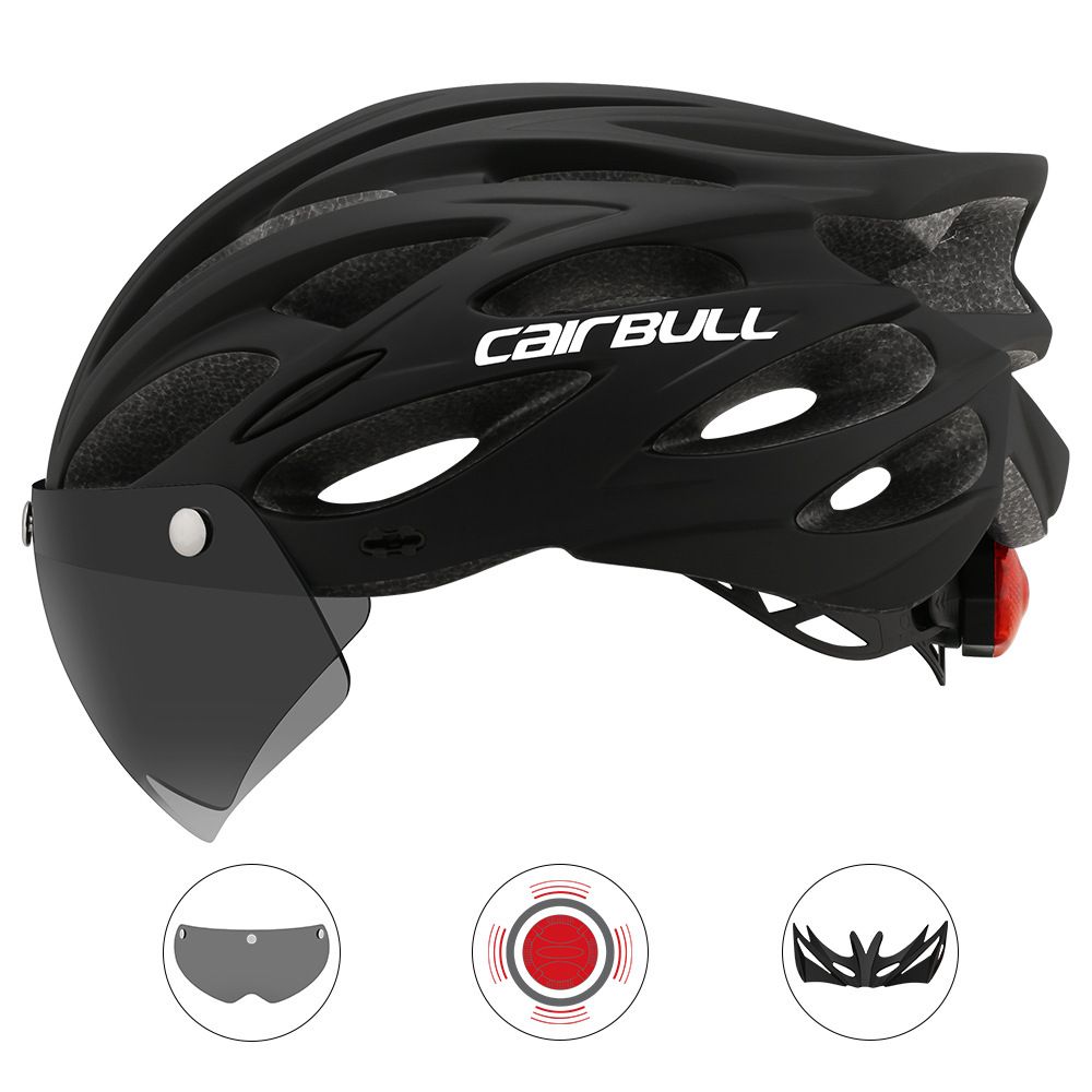 Road Mountain Bike Riding Helmet With Lens & Brim Taillight