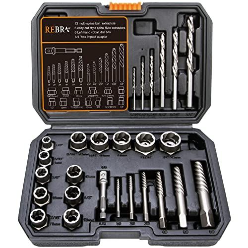 REBRA ScrewBolt Extractor Set And LeftHand Drill Bit Set Wit