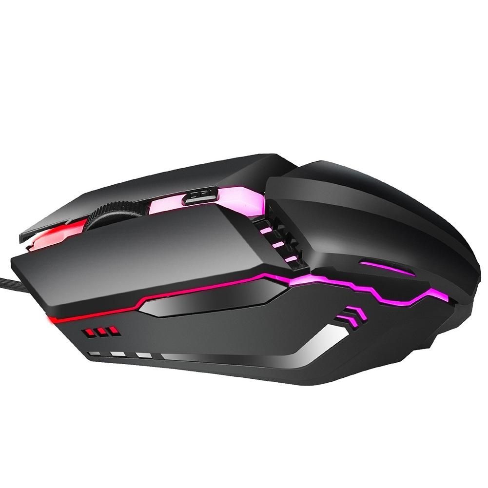 Colorful Light Adjustable DPI Ergonomic USB Wired-Black
