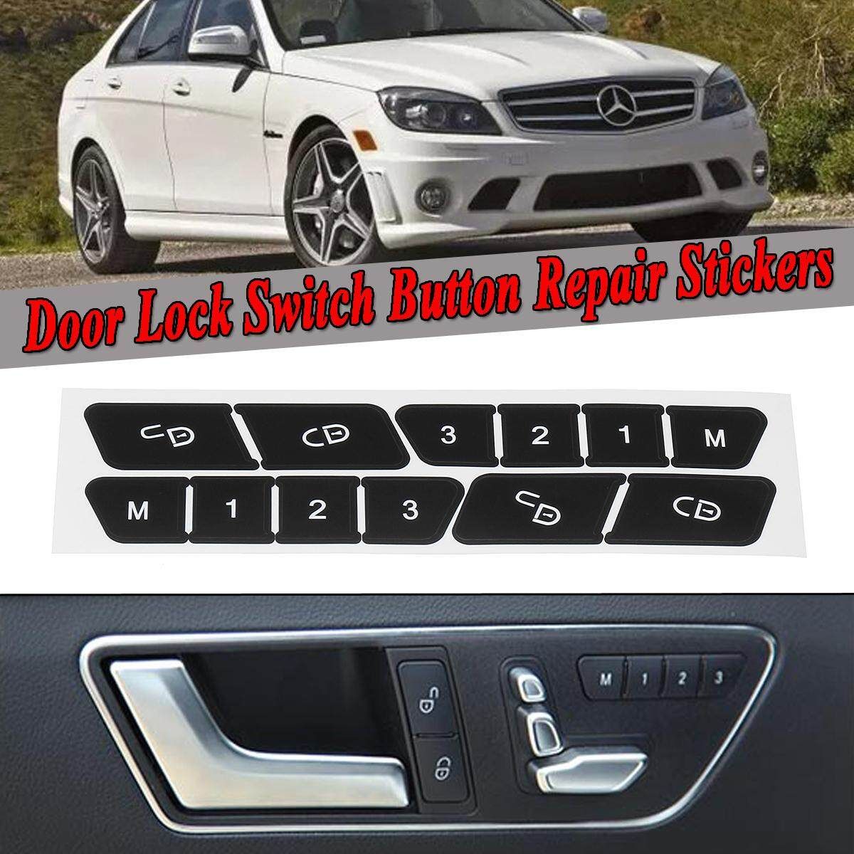 Door Lock Switch Button Repair Stickers Kit For 2008-14 W204 C300