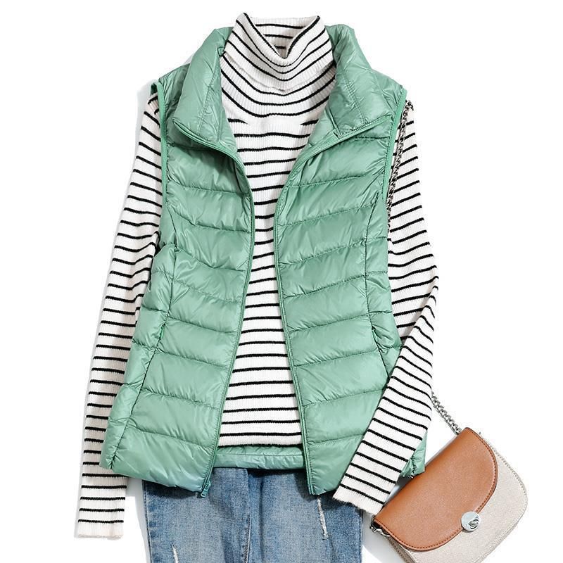 2021 Autumn/Winter Down Outerwear Vest Short Standing Collar Lightweight Down Coat Tank Top Women's