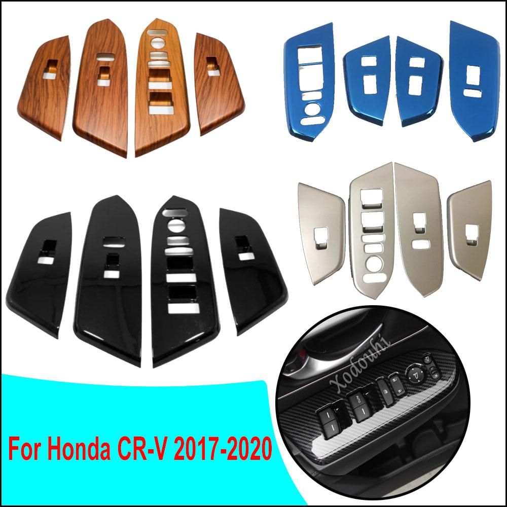 Car Built Inner Door Window Glass Panel Armrest Lift Switch Button Trim Stick Frame For Honda CRV CR-V 2017 2018