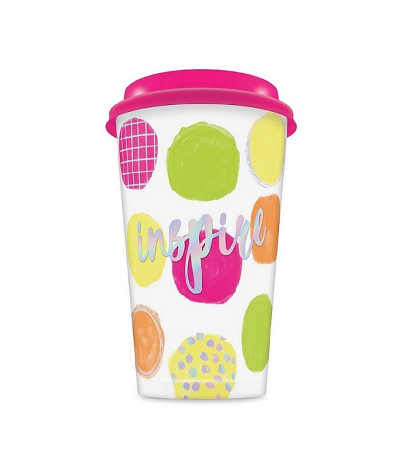 Multi Coloured Neon Brights Inspire Travel Coffee / Tea Cup