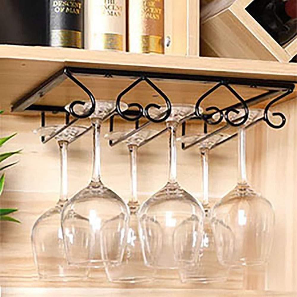 Black Wine Glass Rack Holder Metal Under Cabinet Stemware