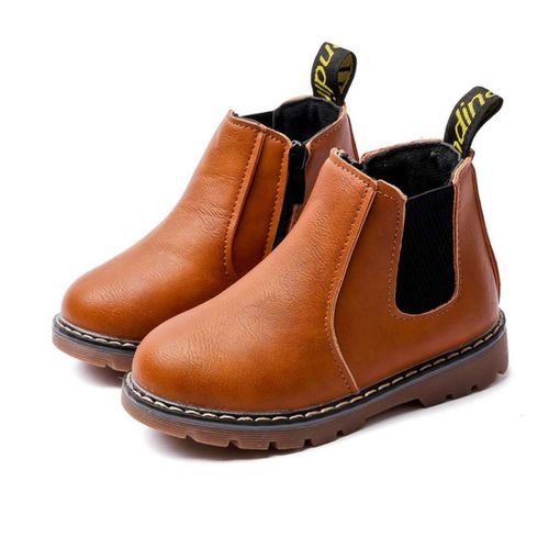 Children's Retro Martin Boots For Boys And Girls Short Leather Single Boot Brown