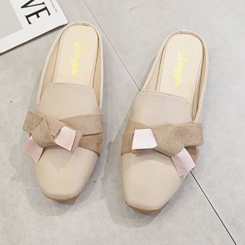 Ladies Casual Leather Shoes, Half Drag Fashion Flat Shoes