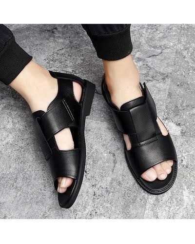Quality Mens Black Palm Slippers