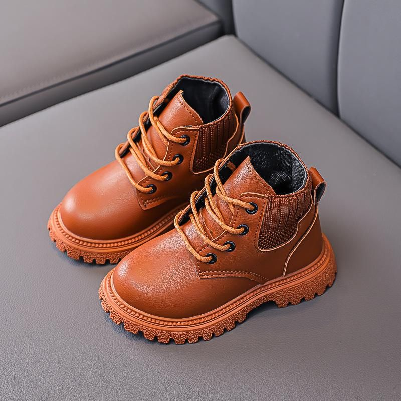 Children'S Boots Martin Boots Leather Martin Boots Brown