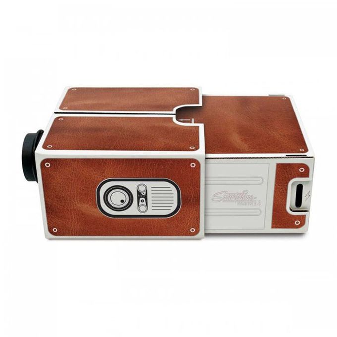 MT Mini Portable Cardboard Smart Phone Projector For Home Theater Projector-brown