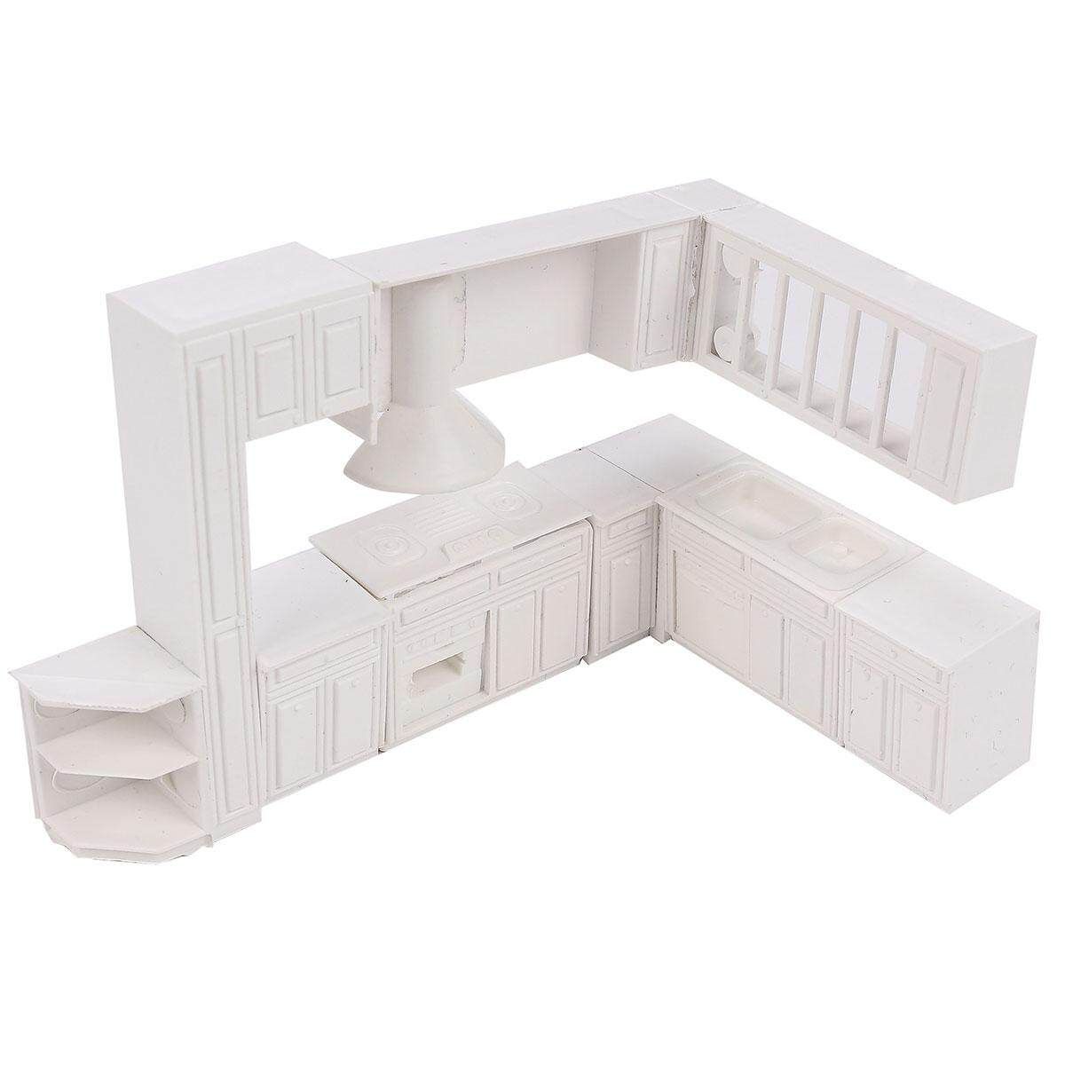 16pcs Doll House Kitchen Furniture Cabinet Cupboard Closet Full SET 1:30 Model