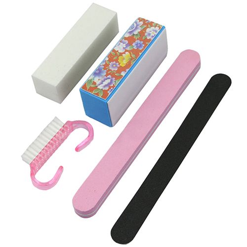 5X Pro Manicure Tools Kit Rectangular Nail Files Brush-