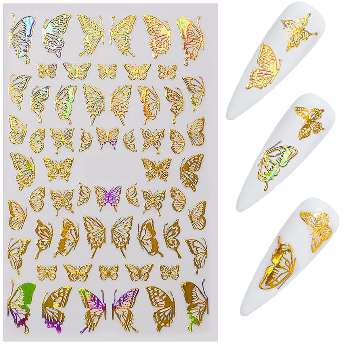 Nail Decal Butterfly Shape Manicure Accessories PET-Golden