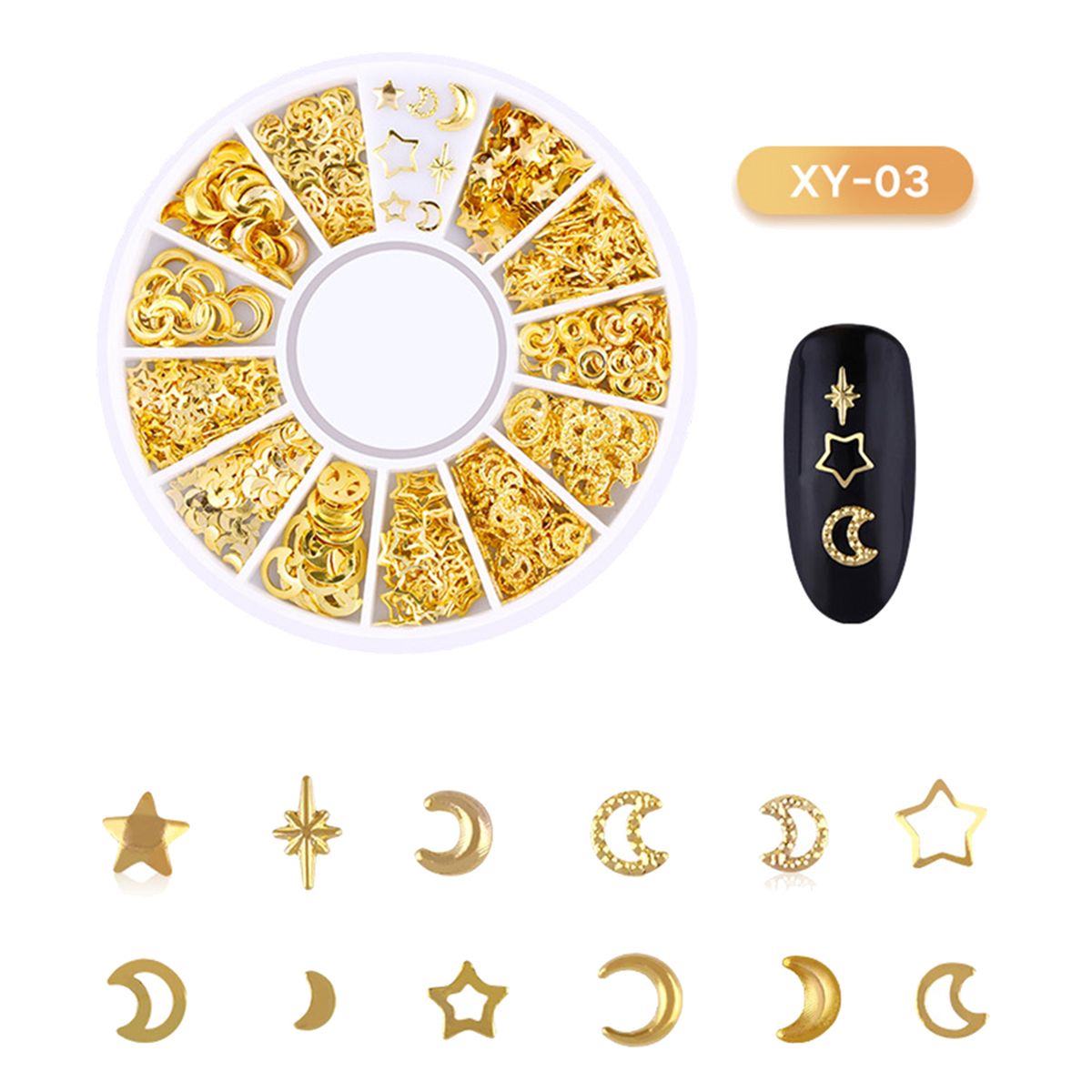 Nail Sequins Moon Star Design Decorative Beauty Nail Art-3#