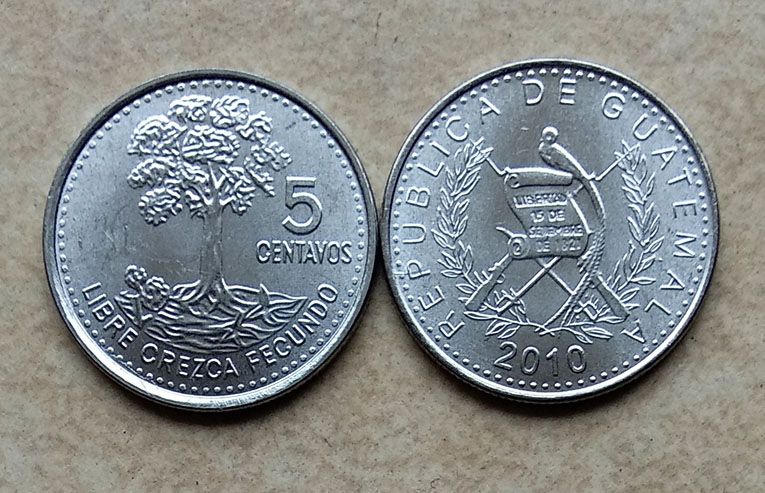 15.5mm Guatemala 5 Cents America Coins Old Infrequent Coin