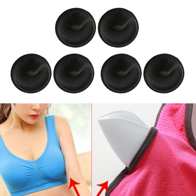 3 Pairs Bra Pads Inserts Sew In Sport Bra Cups For Bikini Top Black