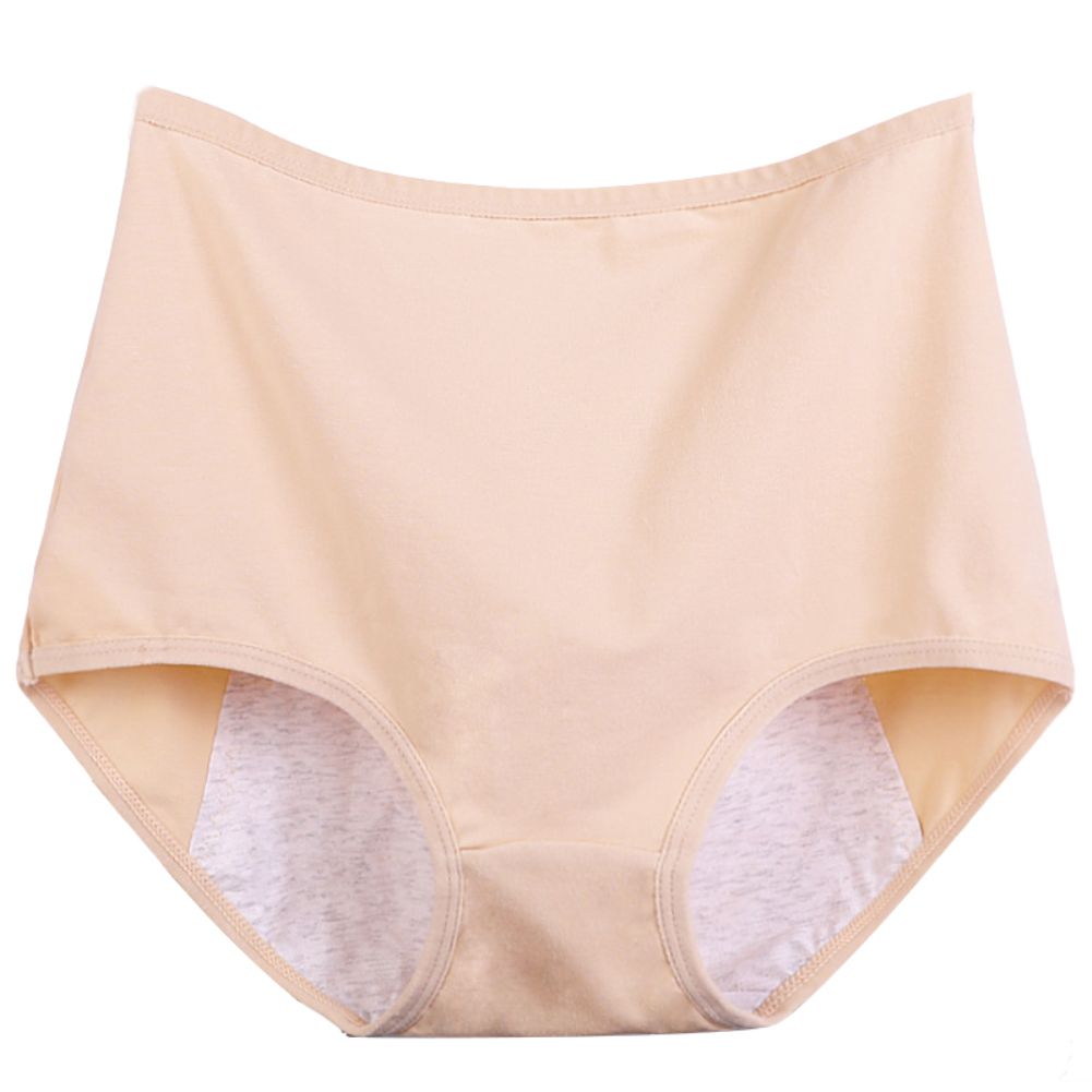 Women Casual High Waist Menstrual Period Leak Proof Underwear Cotton Briefs-Khaki