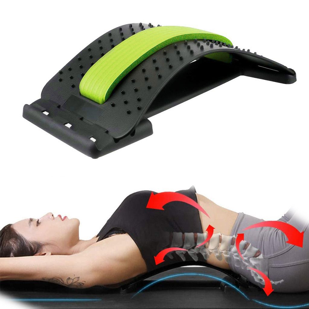 1pc Back Stretch Equipment Magic Stretcher Fitness Lumbar Support Relaxationne Pain-Green