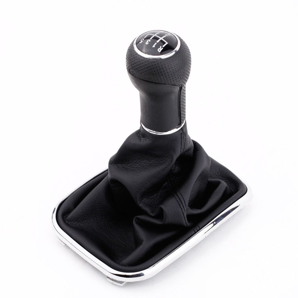 New 5 Speed Gear Shift Knob Gaitor Boot Black PU Leather For